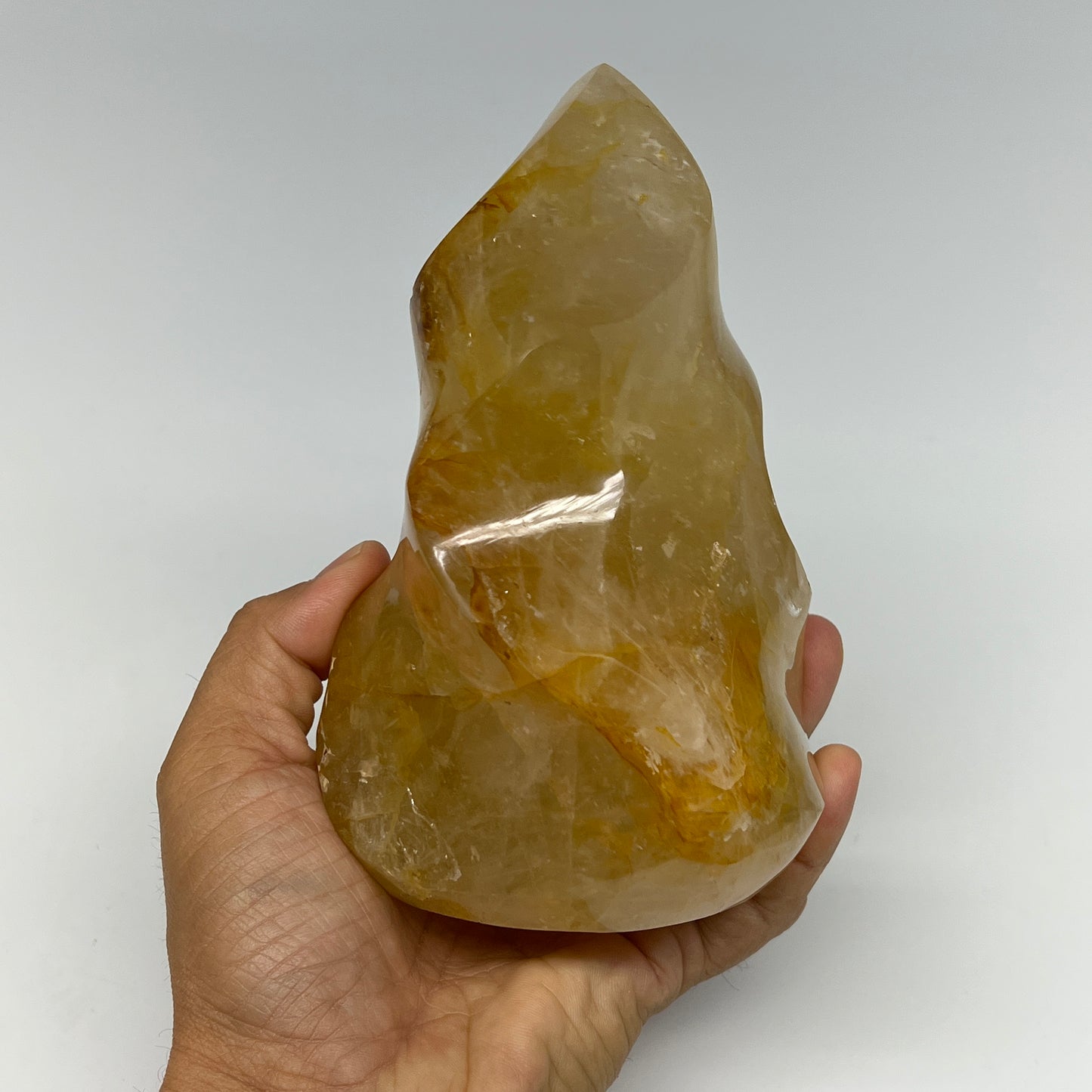 1185g,5.8"x3.7"x3.2" Golden Healer Quartz Flame Crystal @Madagascar, B19541