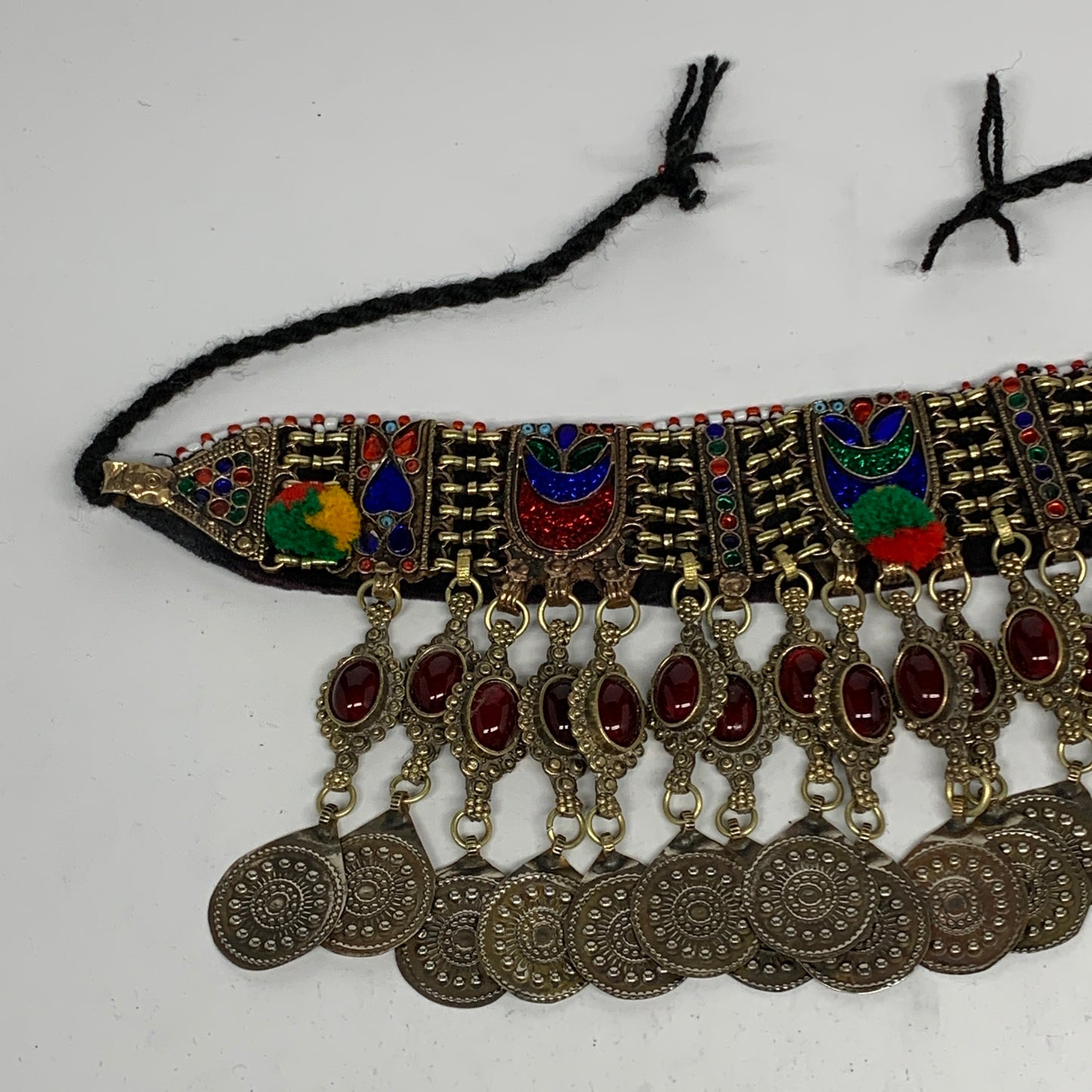 295g, 12"x4.5"Kuchi Choker Necklace Multi-Color Tribal Gypsy Bohemian,B14063