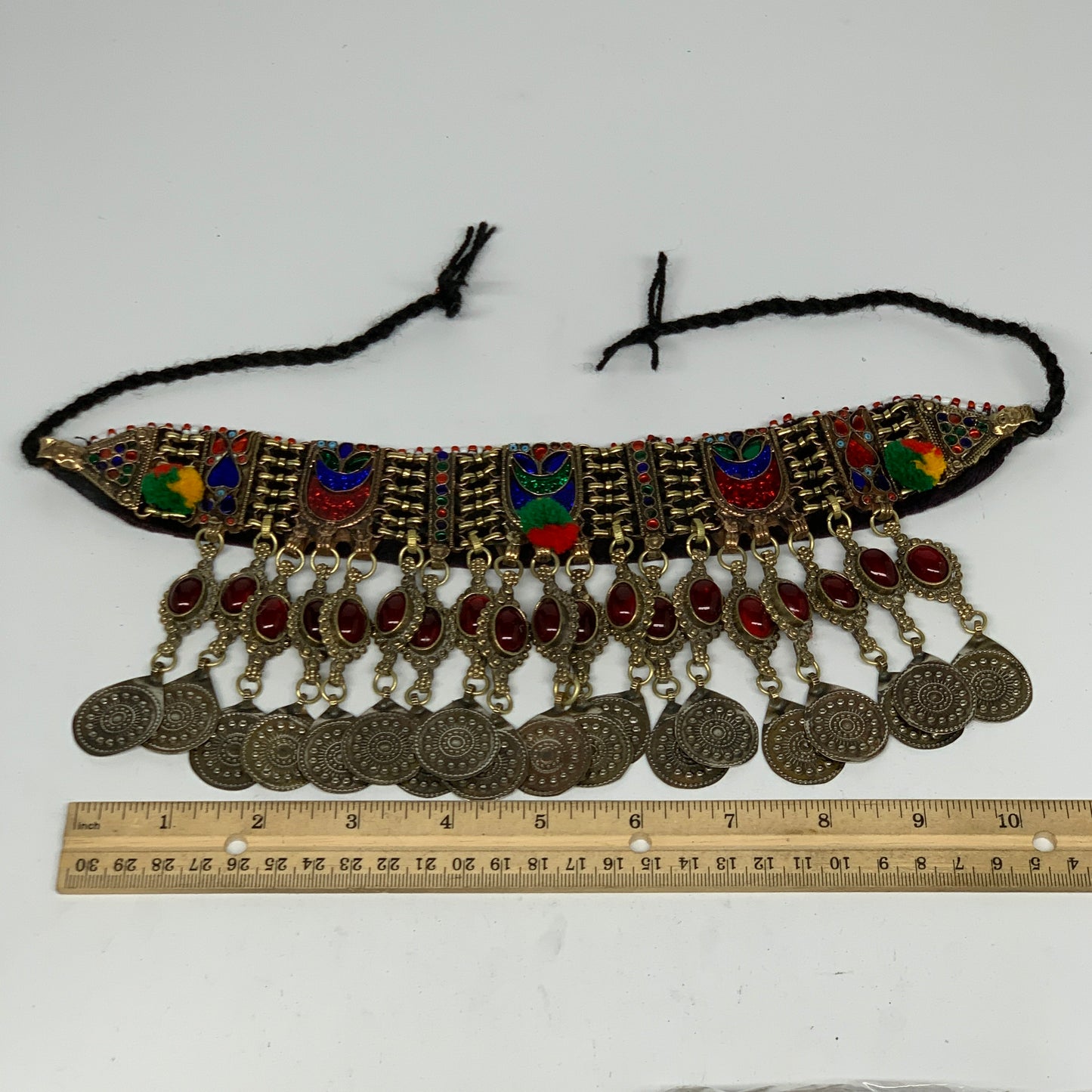 295g, 12"x4.5"Kuchi Choker Necklace Multi-Color Tribal Gypsy Bohemian,B14063
