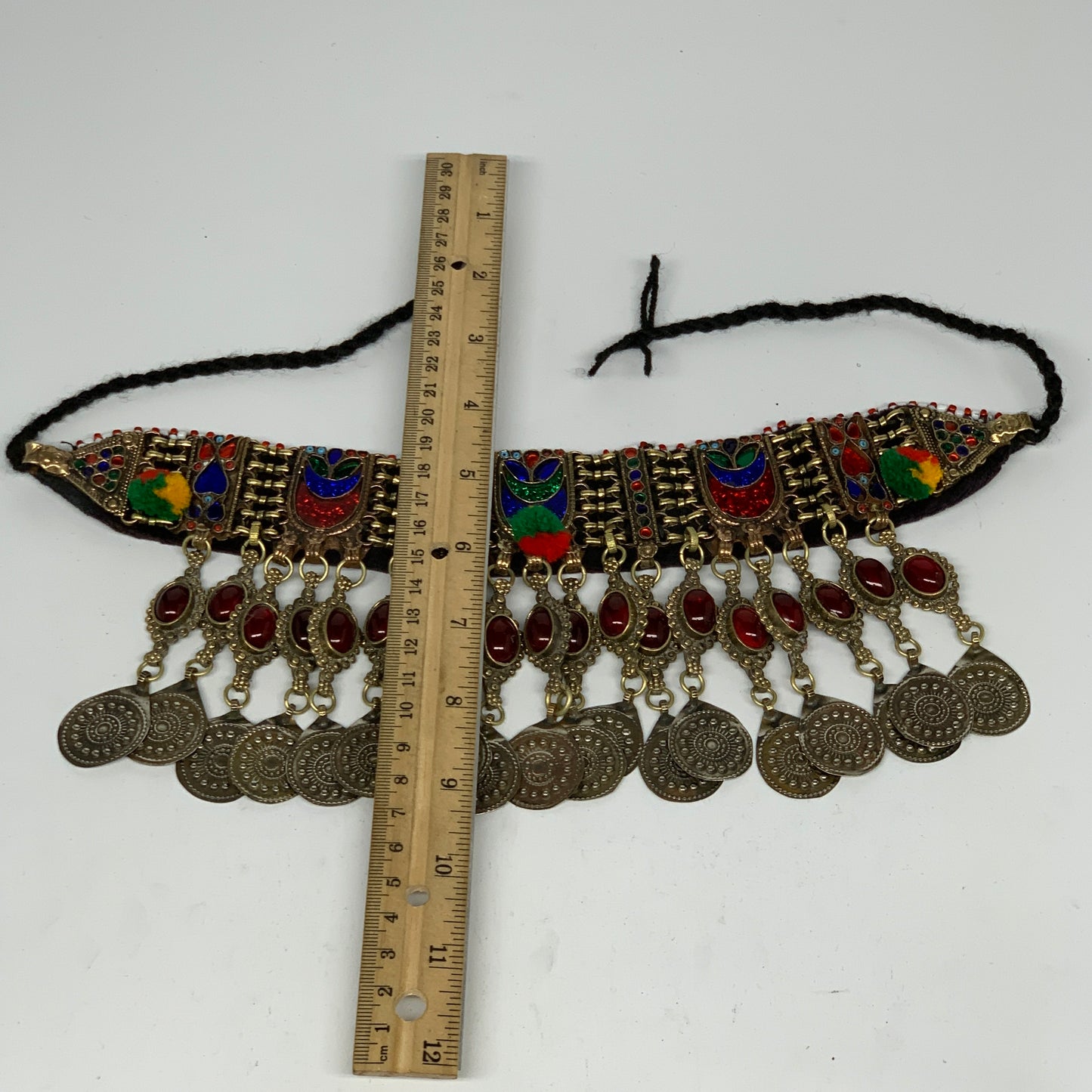295g, 12"x4.5"Kuchi Choker Necklace Multi-Color Tribal Gypsy Bohemian,B14063
