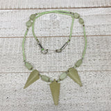 12.6g,2mm-29mm, Small Green Serpentine Arrowhead Beaded Necklace,19&quot;,NPH241