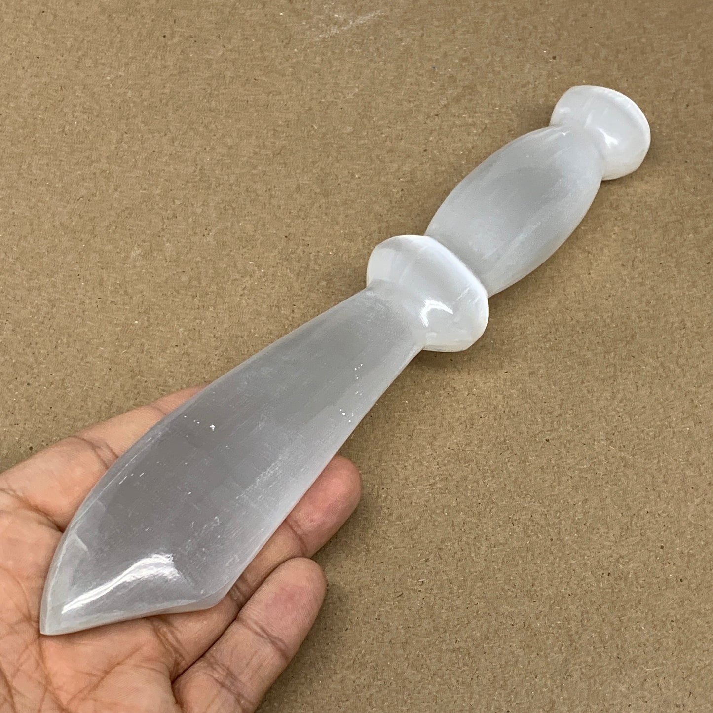 186.2g,8.5"x1.4"x0.9"Natural Selenite Crystal Knife (Satin Spar) @Morocco,B9176