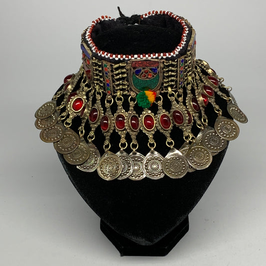 300g, 12"x4.5"Kuchi Choker Necklace Multi-Color Tribal Gypsy Bohemian,B14064