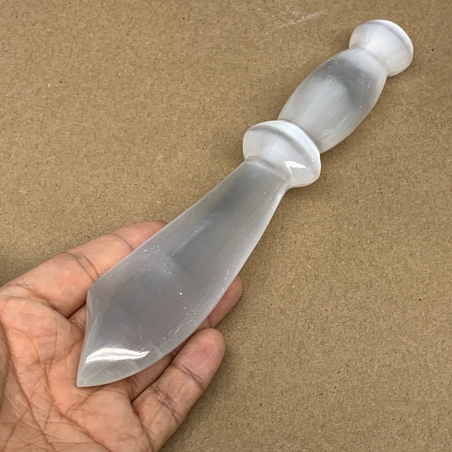 186.2g,8.5"x1.4"x0.9"Natural Selenite Crystal Knife (Satin Spar) @Morocco,B9176