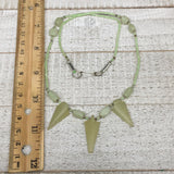 12.6g,2mm-29mm, Small Green Serpentine Arrowhead Beaded Necklace,19&quot;,NPH241