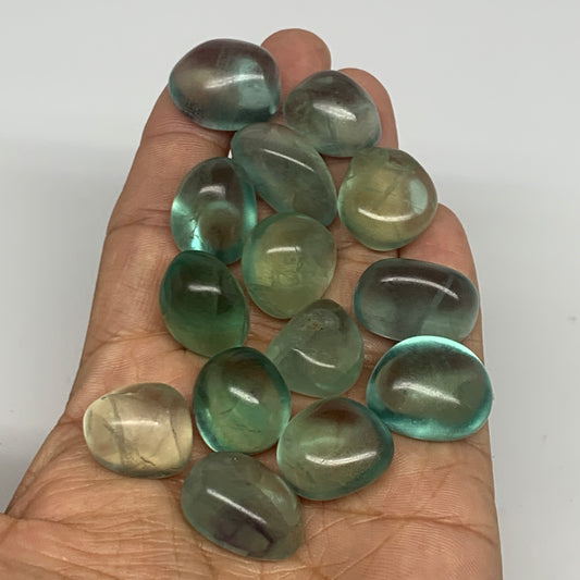 111.6g, 0.6"-1", 14pcs, Green Fluorite Crystal Tumbled Stones, B26937