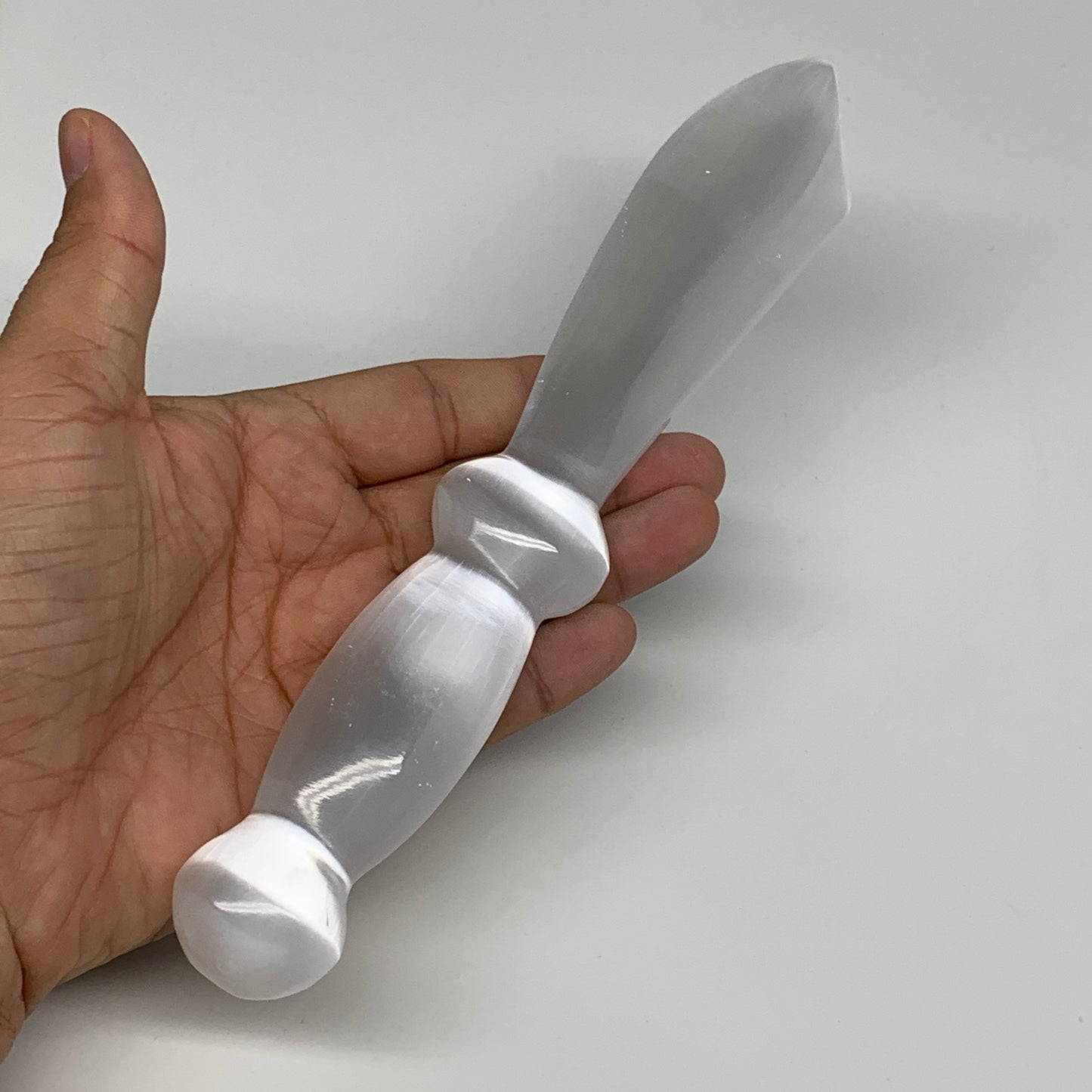 186.2g,8.5"x1.4"x0.9"Natural Selenite Crystal Knife (Satin Spar) @Morocco,B9176