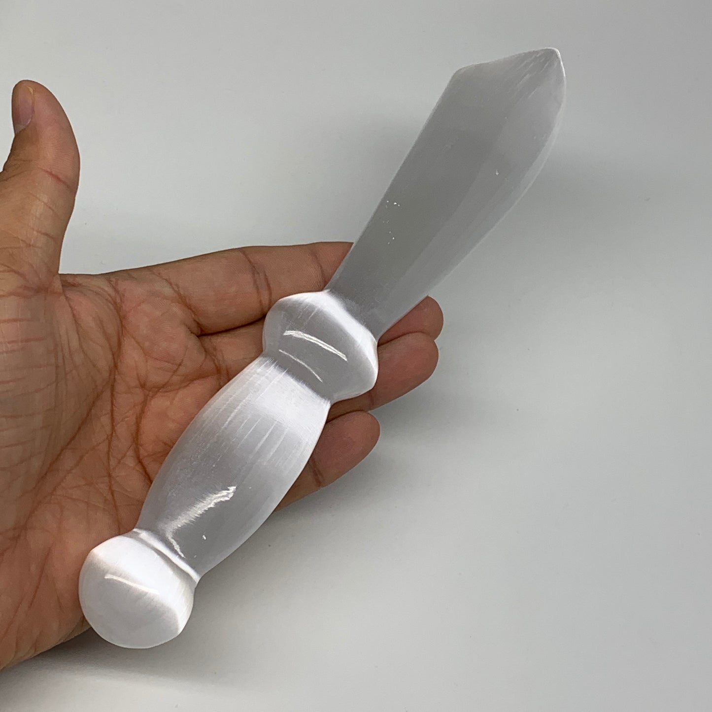 186.2g,8.5"x1.4"x0.9"Natural Selenite Crystal Knife (Satin Spar) @Morocco,B9176