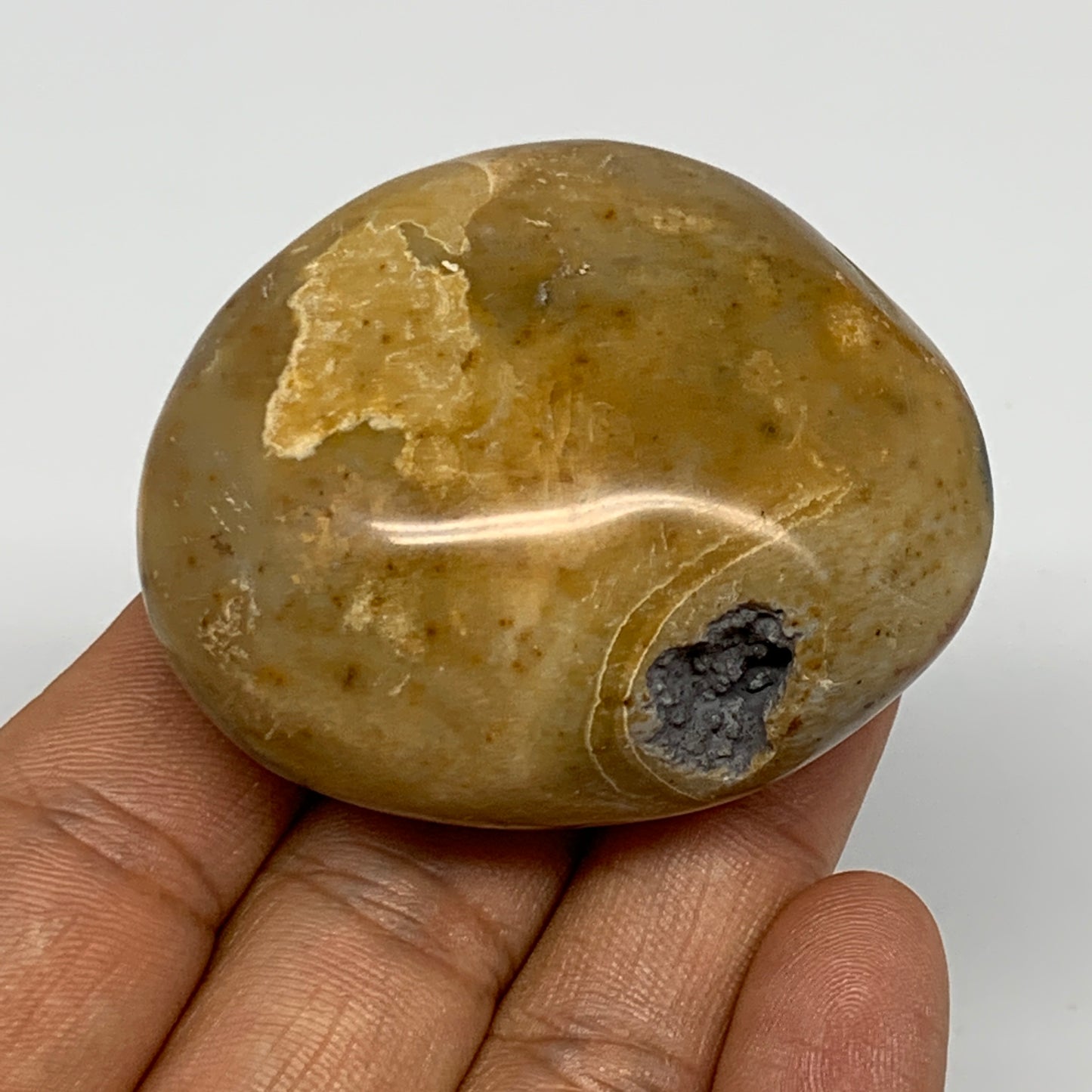 90.3g, 2.1"x1.7"x1.1", Yellow Ocean Jasper Palm-Stone @Madagascar, B18130