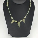 14.1g,2mm-29mm, Small Green Serpentine Arrowhead Beaded Necklace,19&quot;,NPH242