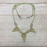 14.1g,2mm-29mm, Small Green Serpentine Arrowhead Beaded Necklace,19&quot;,NPH242