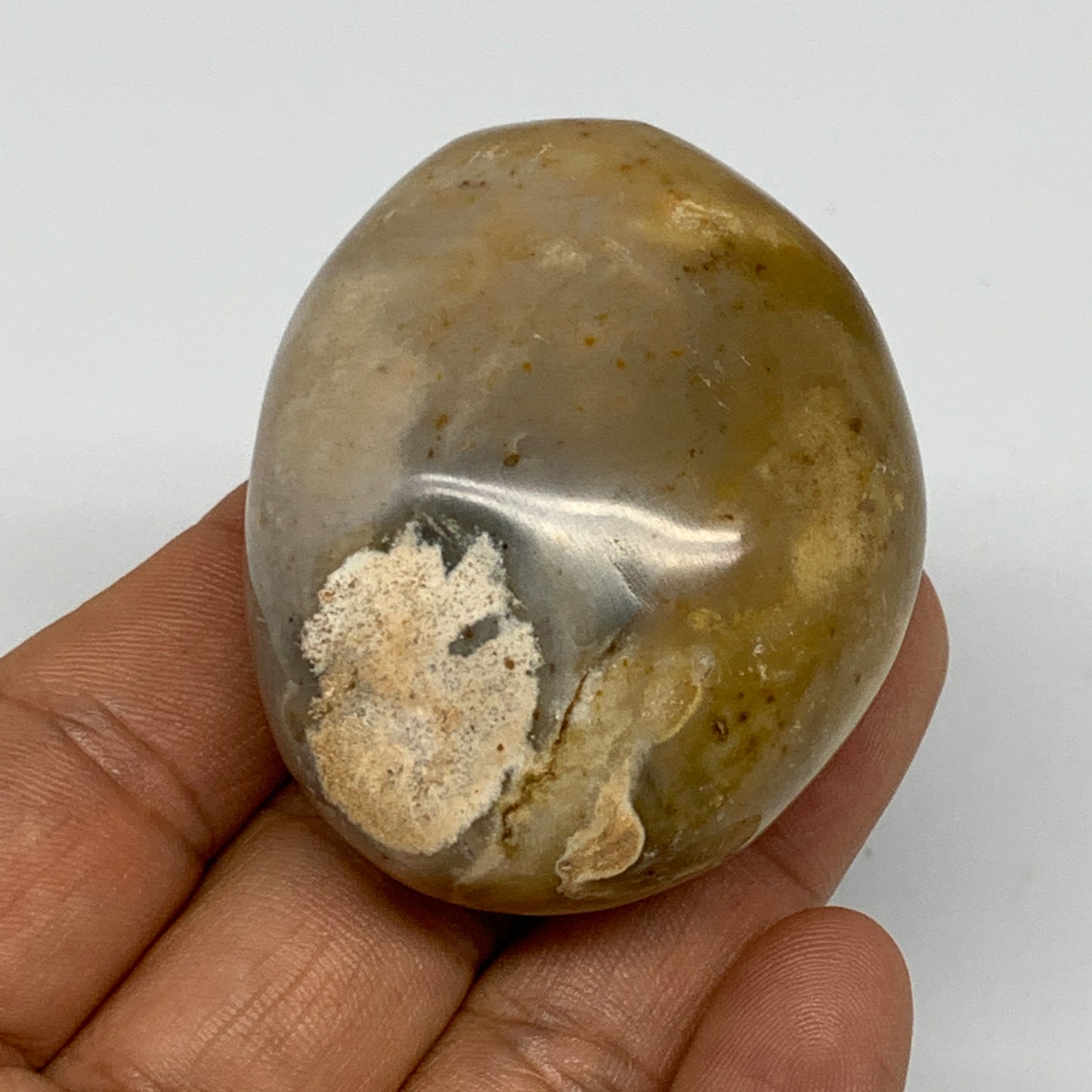 90.3g, 2.1"x1.7"x1.1", Yellow Ocean Jasper Palm-Stone @Madagascar, B18130