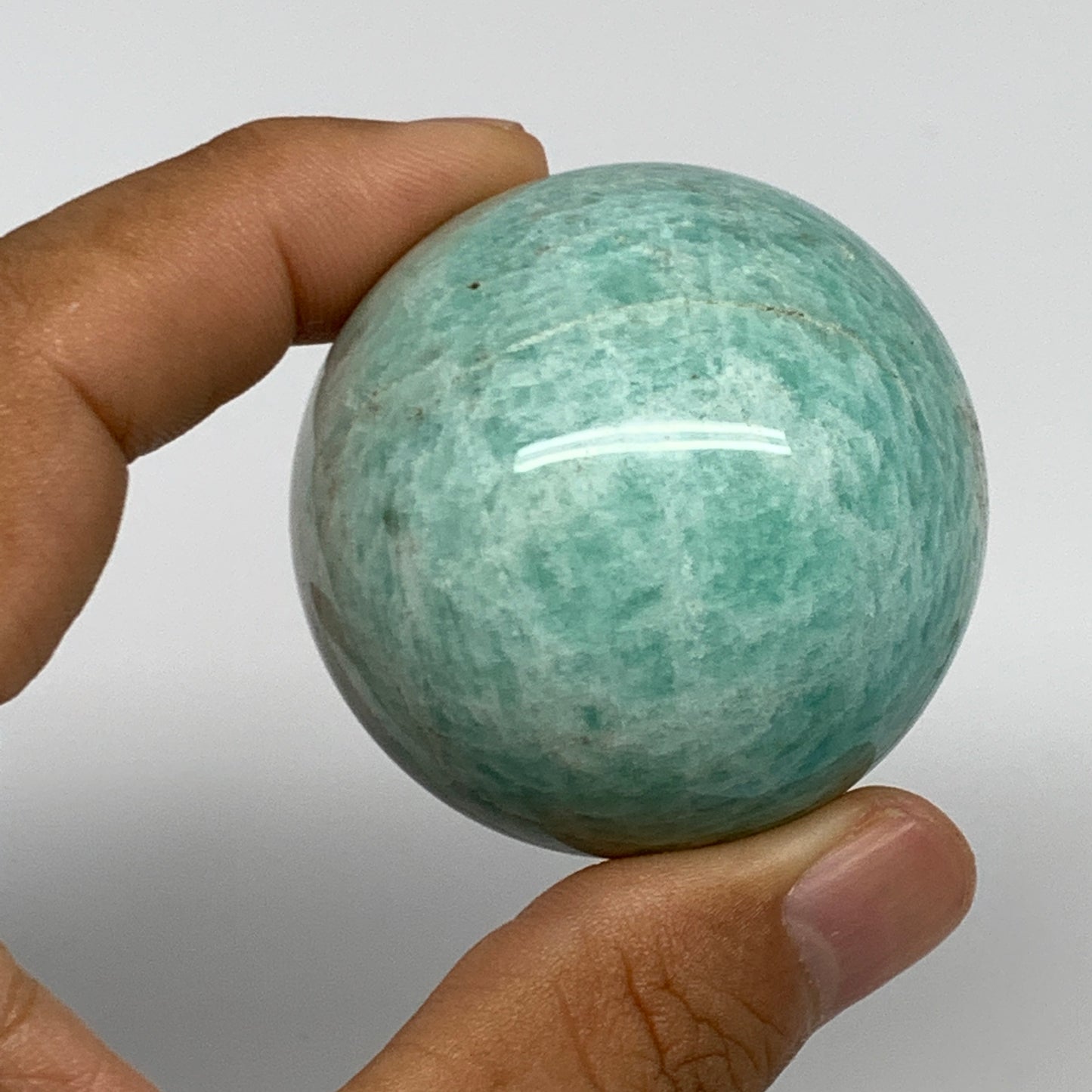 132.5g, 1.8" (47mm), Small Amazonite Sphere Ball Gemstone from Madagascar, B1580