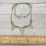 14.1g,2mm-26mm, Small Green Serpentine Arrowhead Beaded Necklace,19&quot;,NPH243
