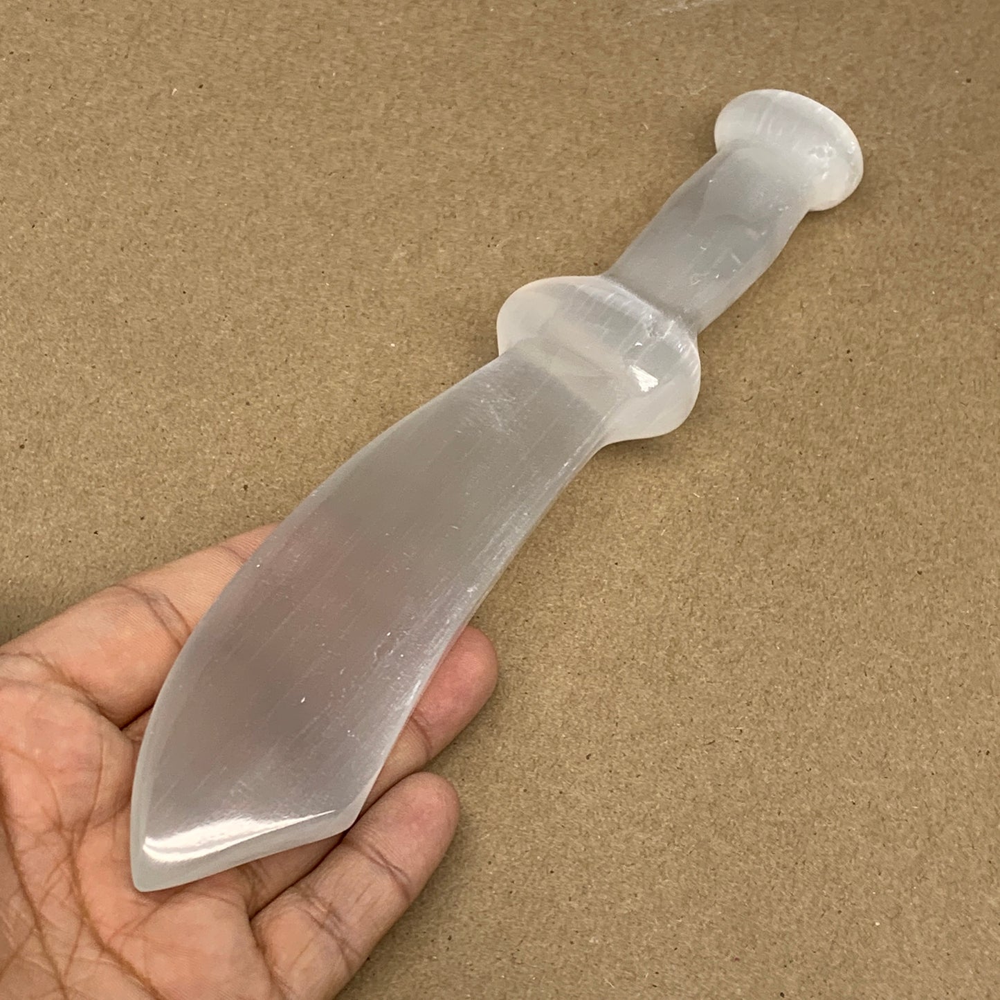 208.8g,8.75"x1.4"x0.9"Natural Selenite Crystal Knife (Satin Spar) @Morocco,B9177