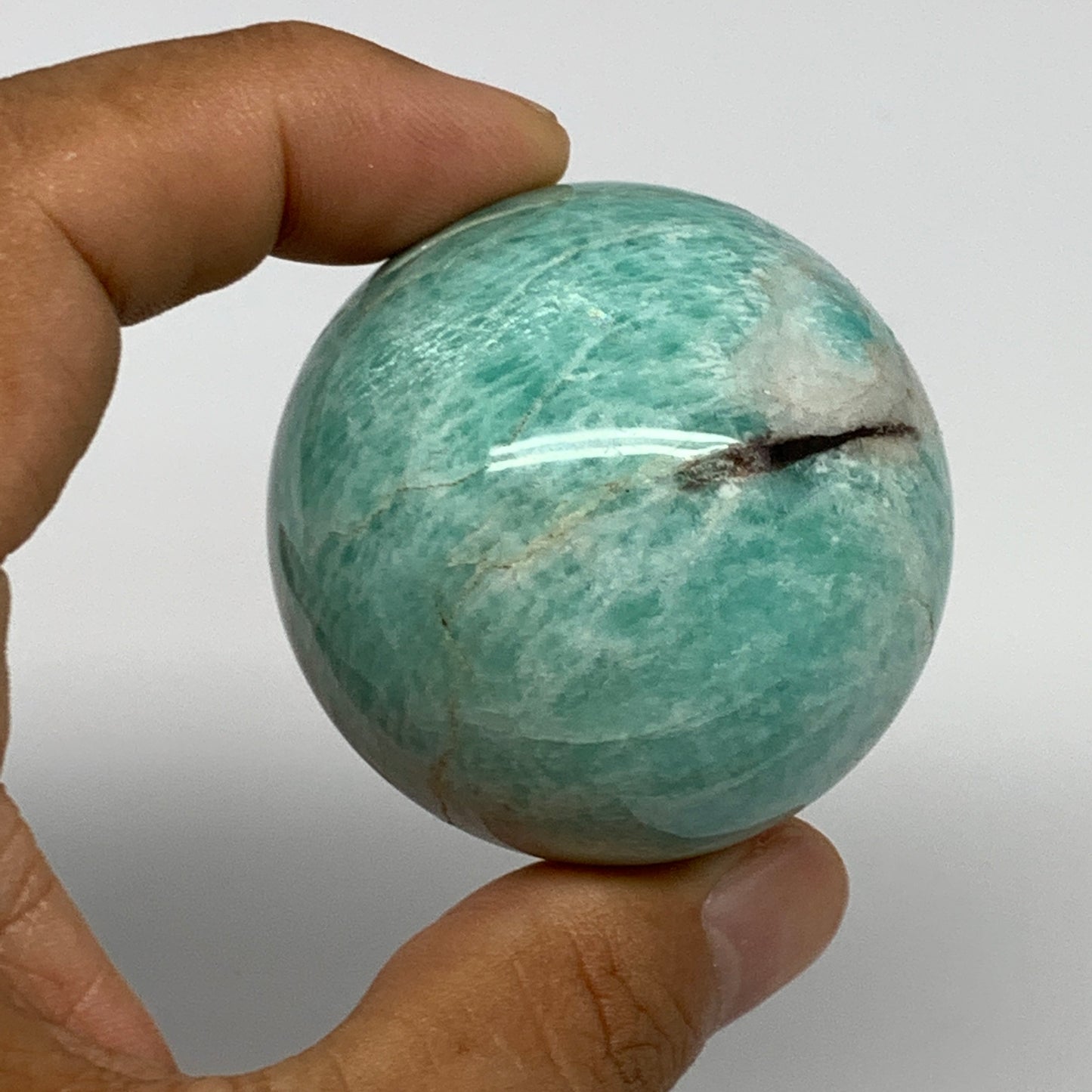 132.5g, 1.8" (47mm), Small Amazonite Sphere Ball Gemstone from Madagascar, B1580