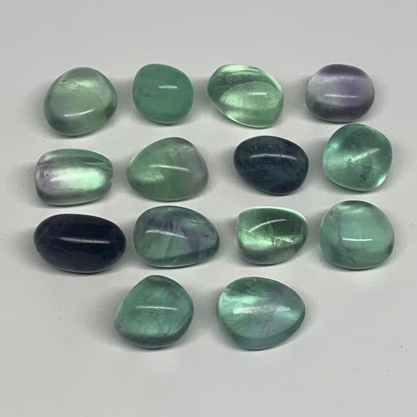 119.4g, 0.7"-0.9", 14pcs, Green Fluorite Crystal Tumbled Stones, B26938
