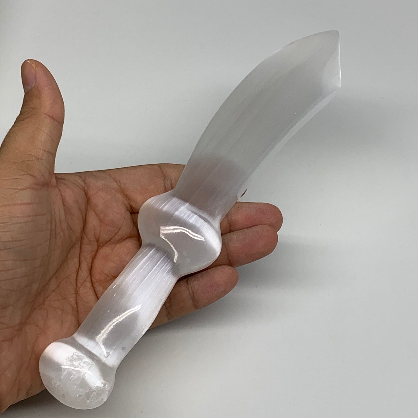 208.8g,8.75"x1.4"x0.9"Natural Selenite Crystal Knife (Satin Spar) @Morocco,B9177