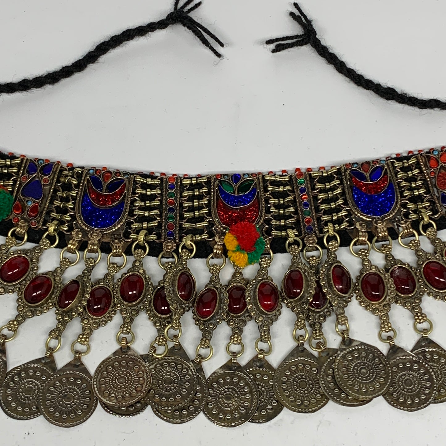 295g, 11.75"x4.5"Kuchi Choker Necklace Multi-Color Tribal Gypsy Bohemian,B14065