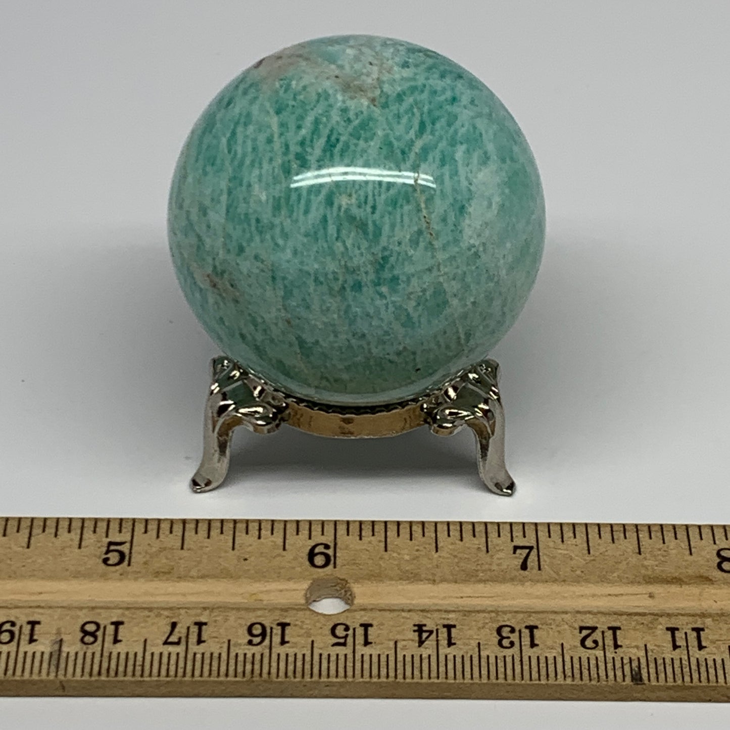 132.5g, 1.8" (47mm), Small Amazonite Sphere Ball Gemstone from Madagascar, B1580