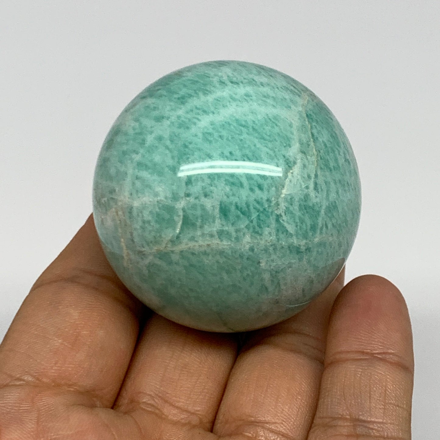 124.1g, 1.8" (45mm), Small Amazonite Sphere Ball Gemstone from Madagascar, B1580