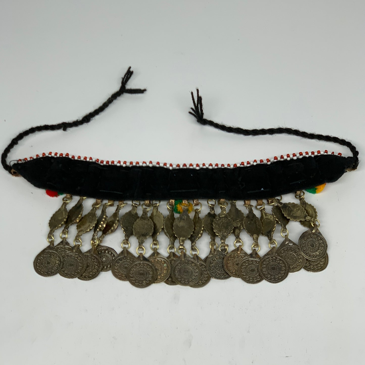 295g, 11.75"x4.5"Kuchi Choker Necklace Multi-Color Tribal Gypsy Bohemian,B14065