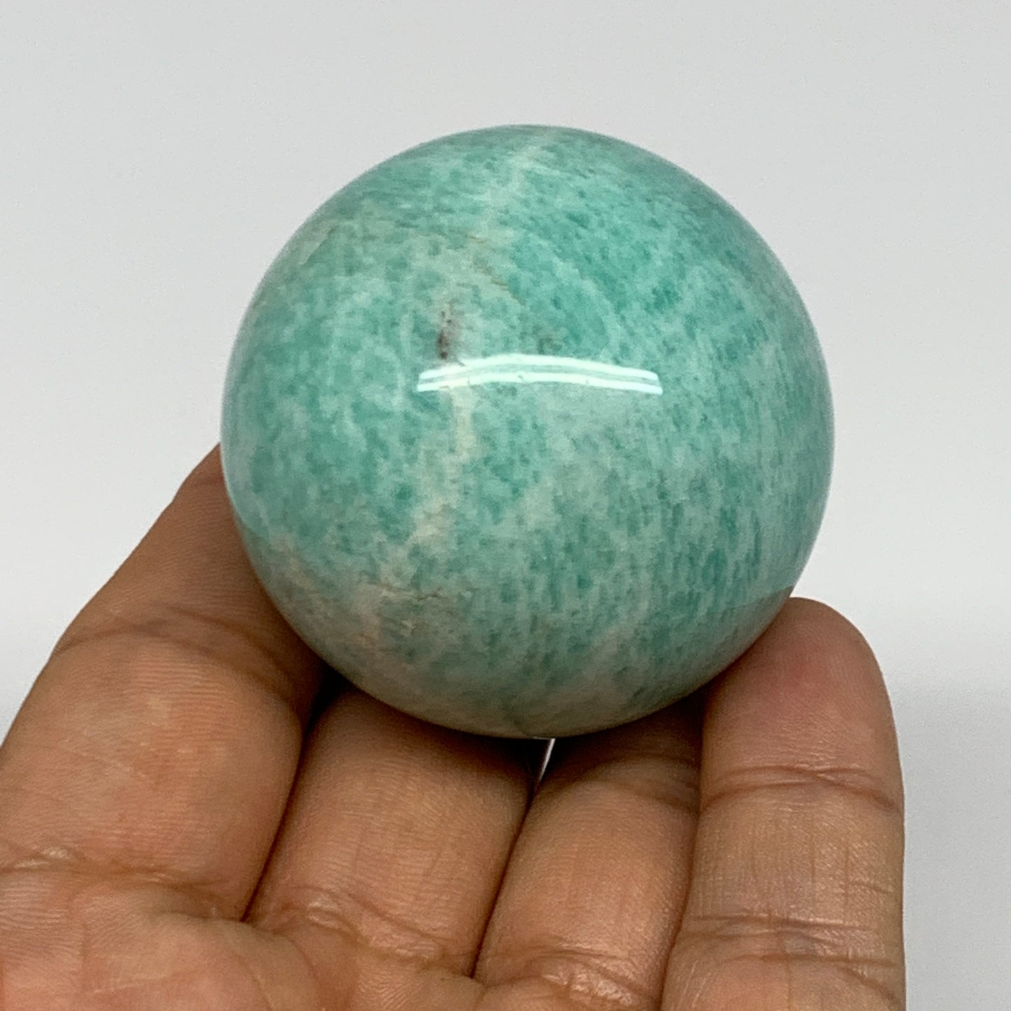124.1g, 1.8" (45mm), Small Amazonite Sphere Ball Gemstone from Madagascar, B1580