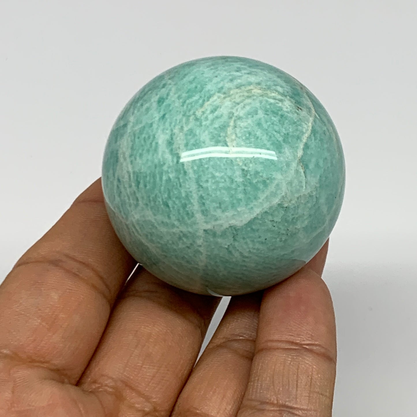 124.1g, 1.8" (45mm), Small Amazonite Sphere Ball Gemstone from Madagascar, B1580