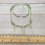12.7g,2mm-27mm, Small Green Serpentine Arrowhead Beaded Necklace,19",NPH245