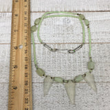 12.7g,2mm-27mm, Small Green Serpentine Arrowhead Beaded Necklace,19",NPH245