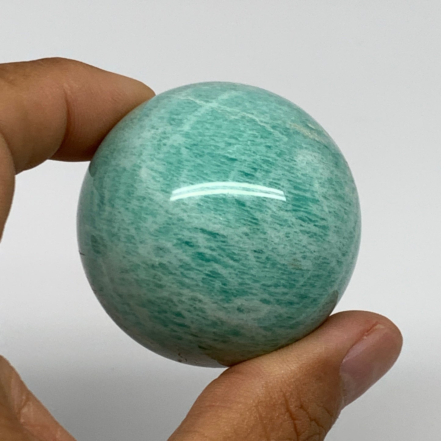 124.1g, 1.8" (45mm), Small Amazonite Sphere Ball Gemstone from Madagascar, B1580