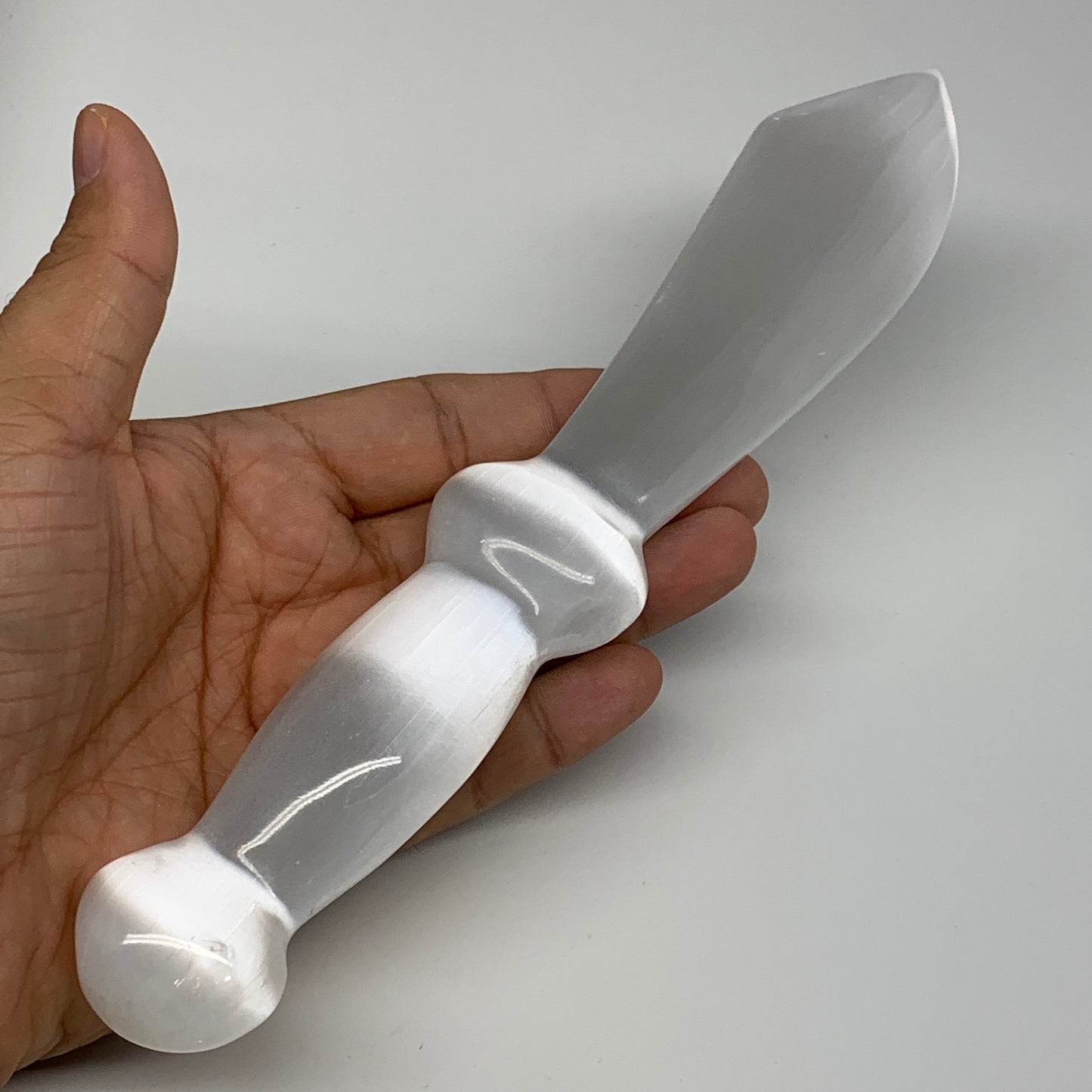 216.4g,8.5"x1.5"x0.8"Natural Selenite Crystal Knife (Satin Spar) @Morocco,B9178