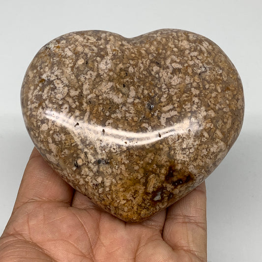 282.6g, 3.1"x3.4"x1.2" Agate Heart Polished Healing Crystal, B3619