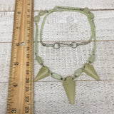 13.2g,2mm-29mm, Small Green Serpentine Arrowhead Beaded Necklace,19",NPH246