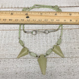 13.2g,2mm-29mm, Small Green Serpentine Arrowhead Beaded Necklace,19",NPH246