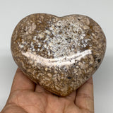 282.6g, 3.1"x3.4"x1.2" Agate Heart Polished Healing Crystal, B3619