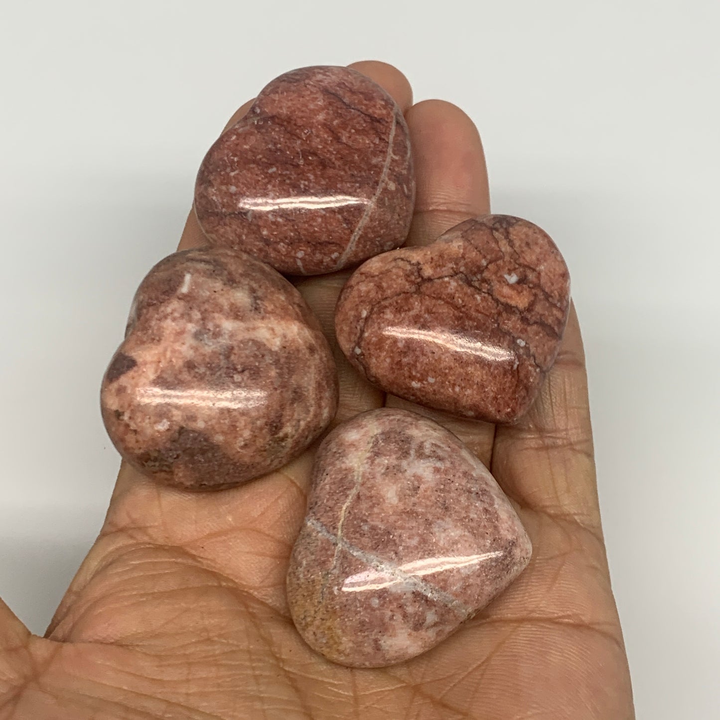 123.2g,1.3"- 1.4", 4pcs, Red Jasper Heart Polished Healing Home Decor, B26941