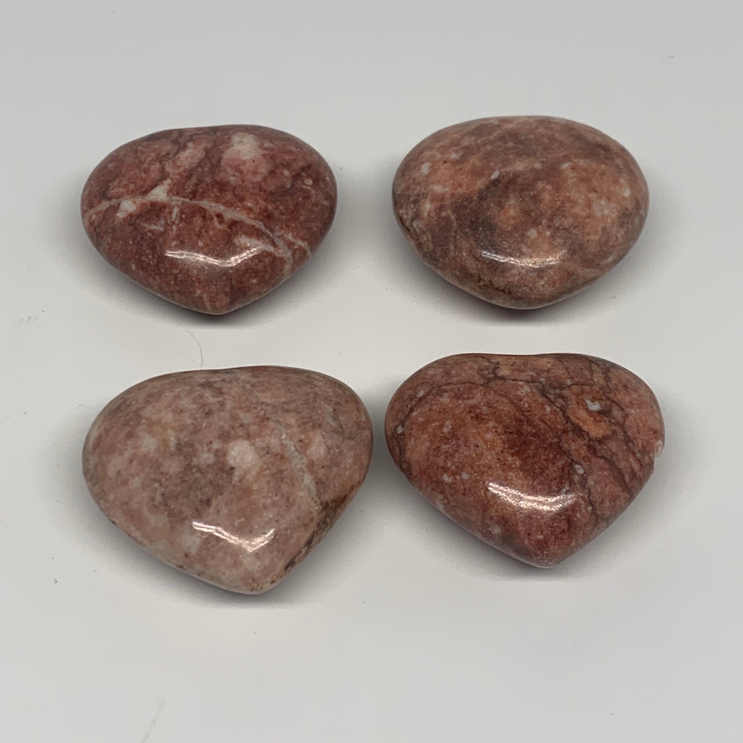123.2g,1.3"- 1.4", 4pcs, Red Jasper Heart Polished Healing Home Decor, B26941