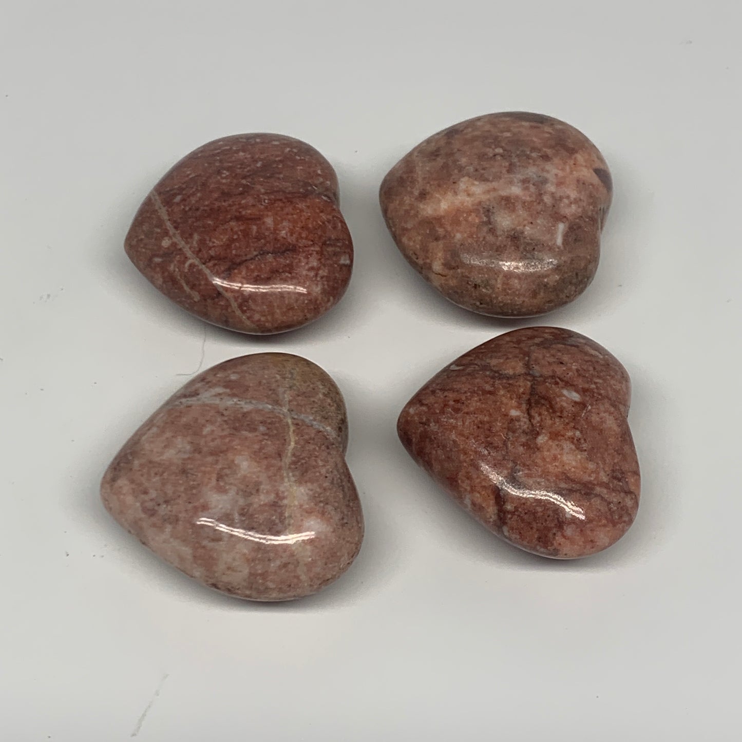 123.2g,1.3"- 1.4", 4pcs, Red Jasper Heart Polished Healing Home Decor, B26941