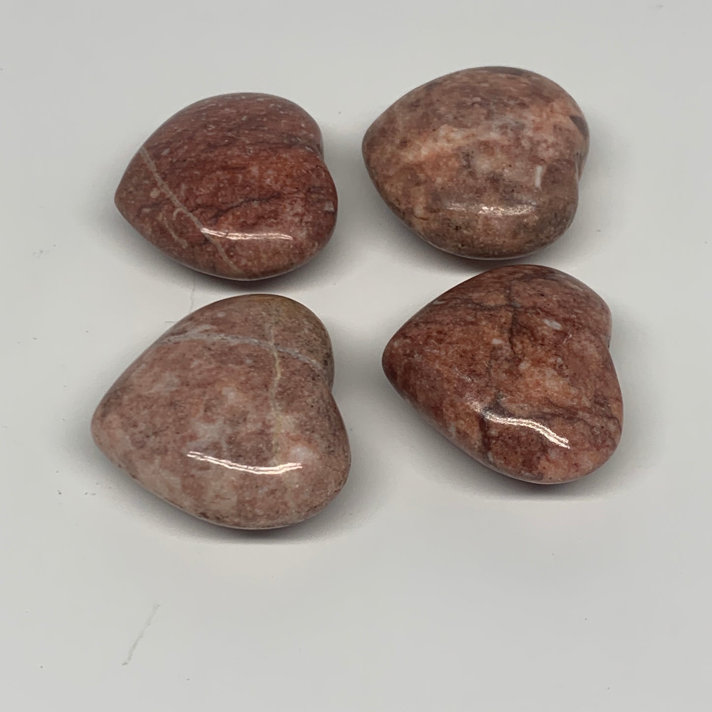 123.2g,1.3"- 1.4", 4pcs, Red Jasper Heart Polished Healing Home Decor, B26941