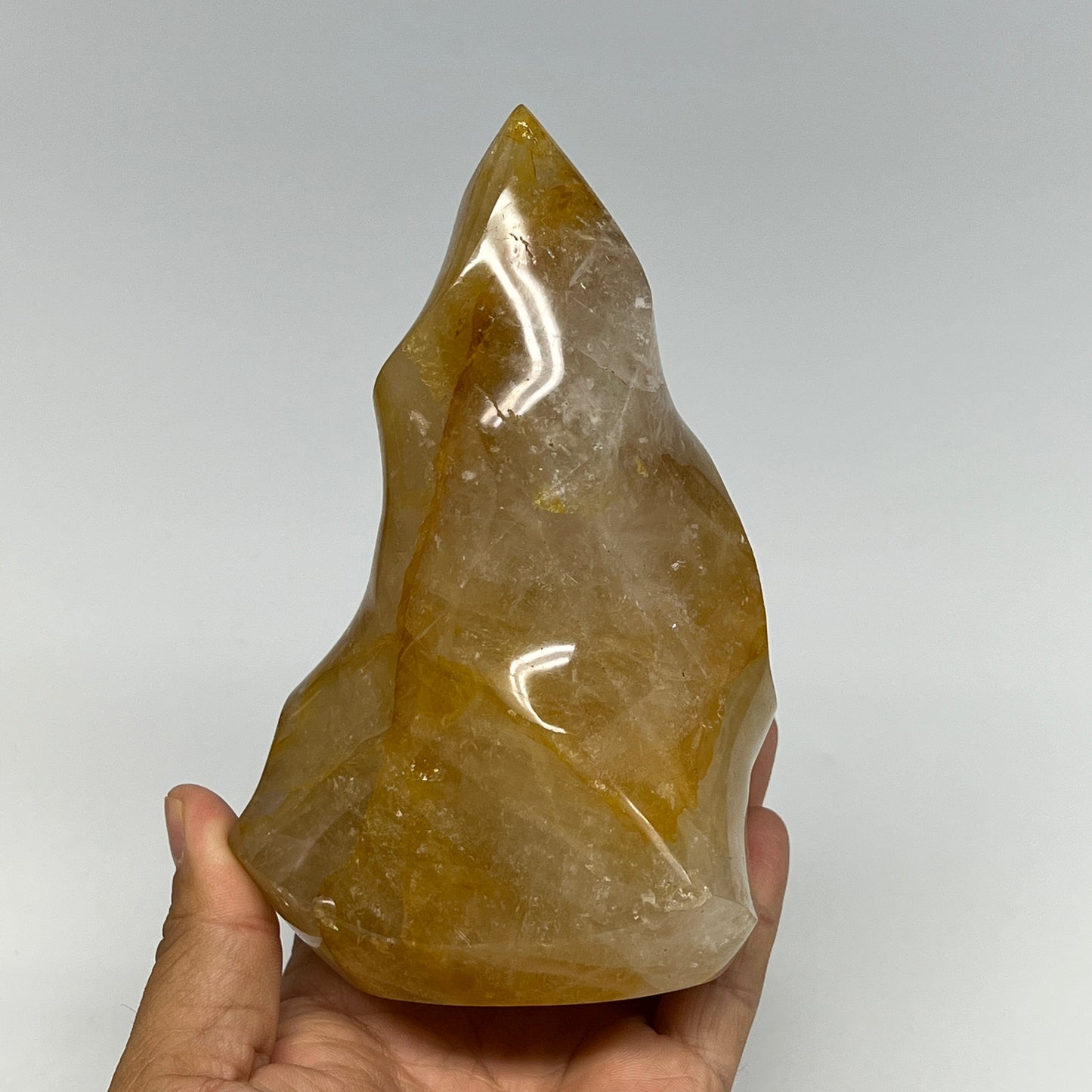 825g,5.6"x3.7"x3" Golden Healer Quartz Flame Crystal @Madagascar, B19546
