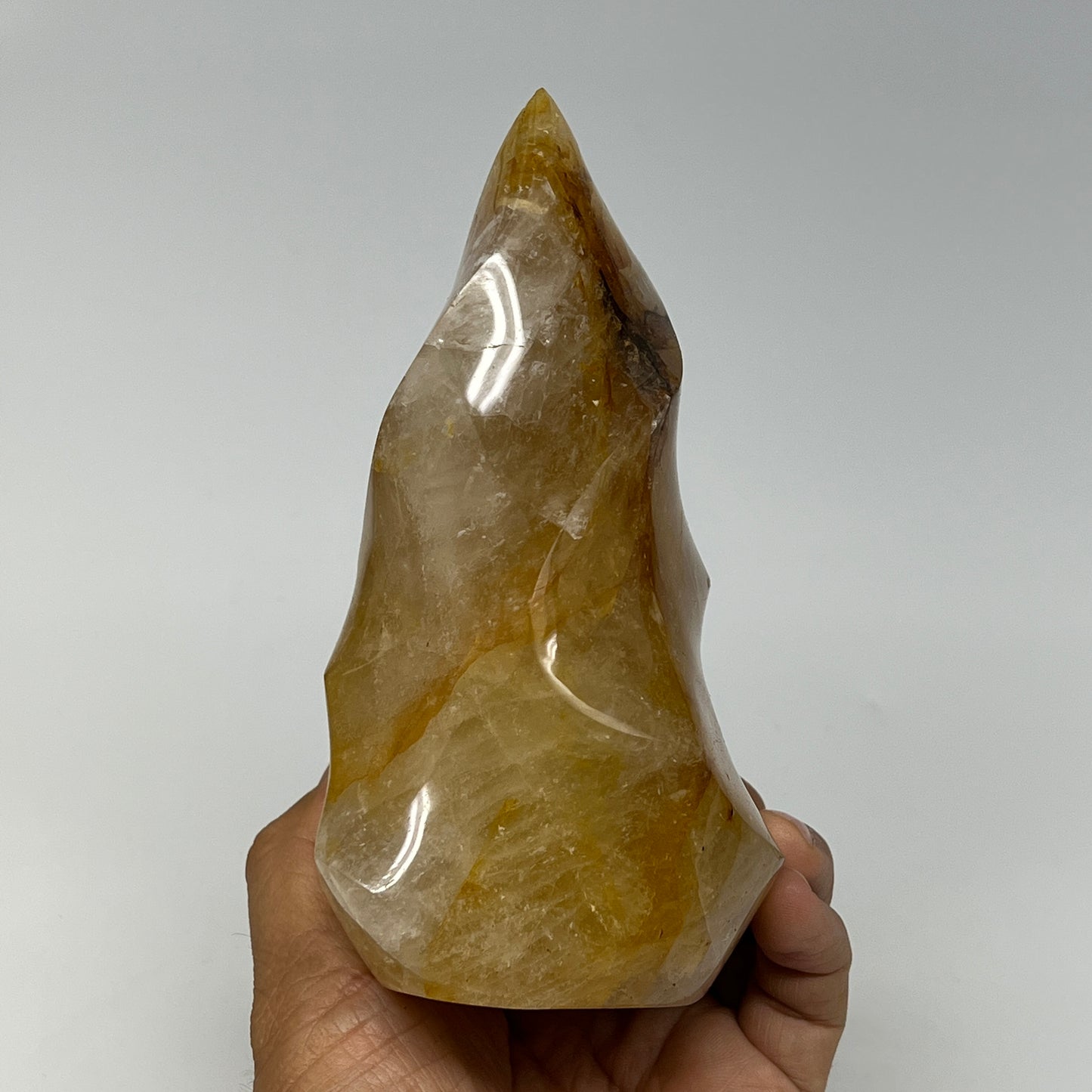 825g,5.6"x3.7"x3" Golden Healer Quartz Flame Crystal @Madagascar, B19546