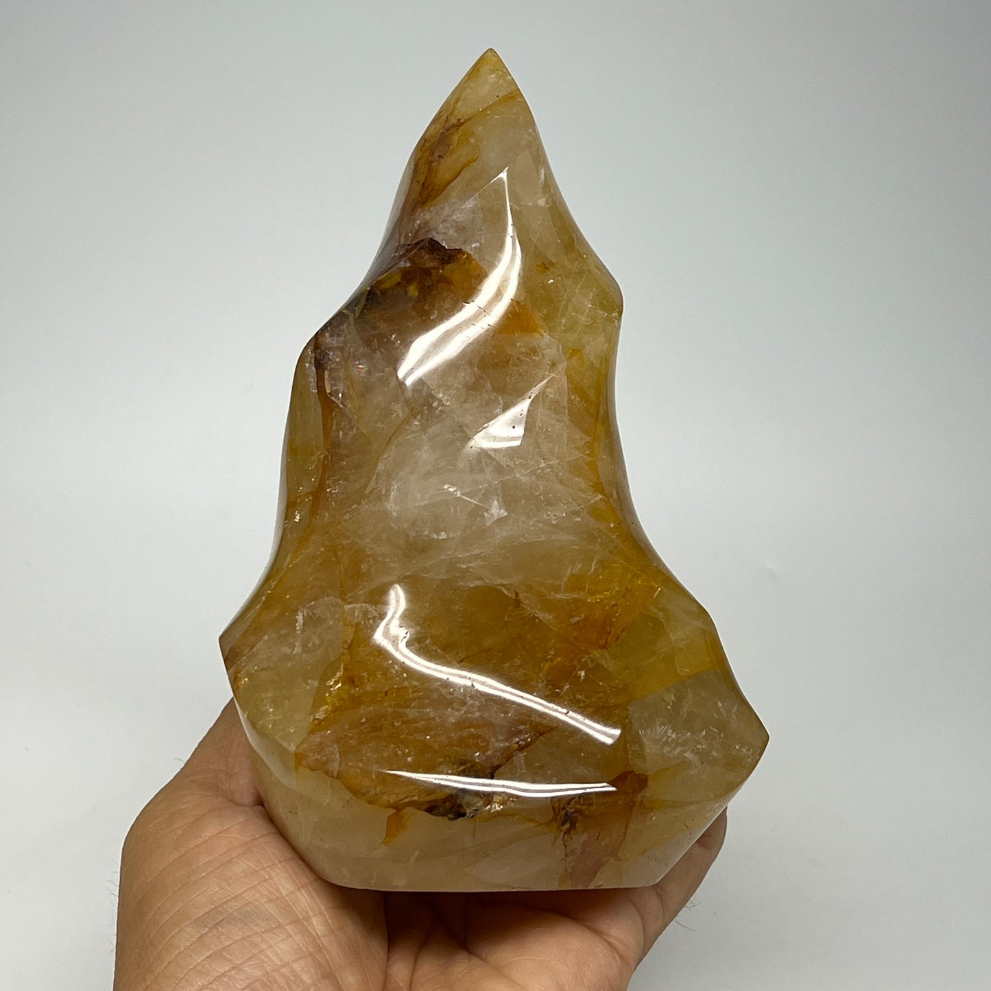 825g,5.6"x3.7"x3" Golden Healer Quartz Flame Crystal @Madagascar, B19546