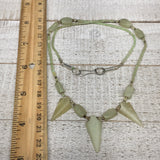 12.9g,2mm-27mm, Small Green Serpentine Arrowhead Beaded Necklace,19",NPH250