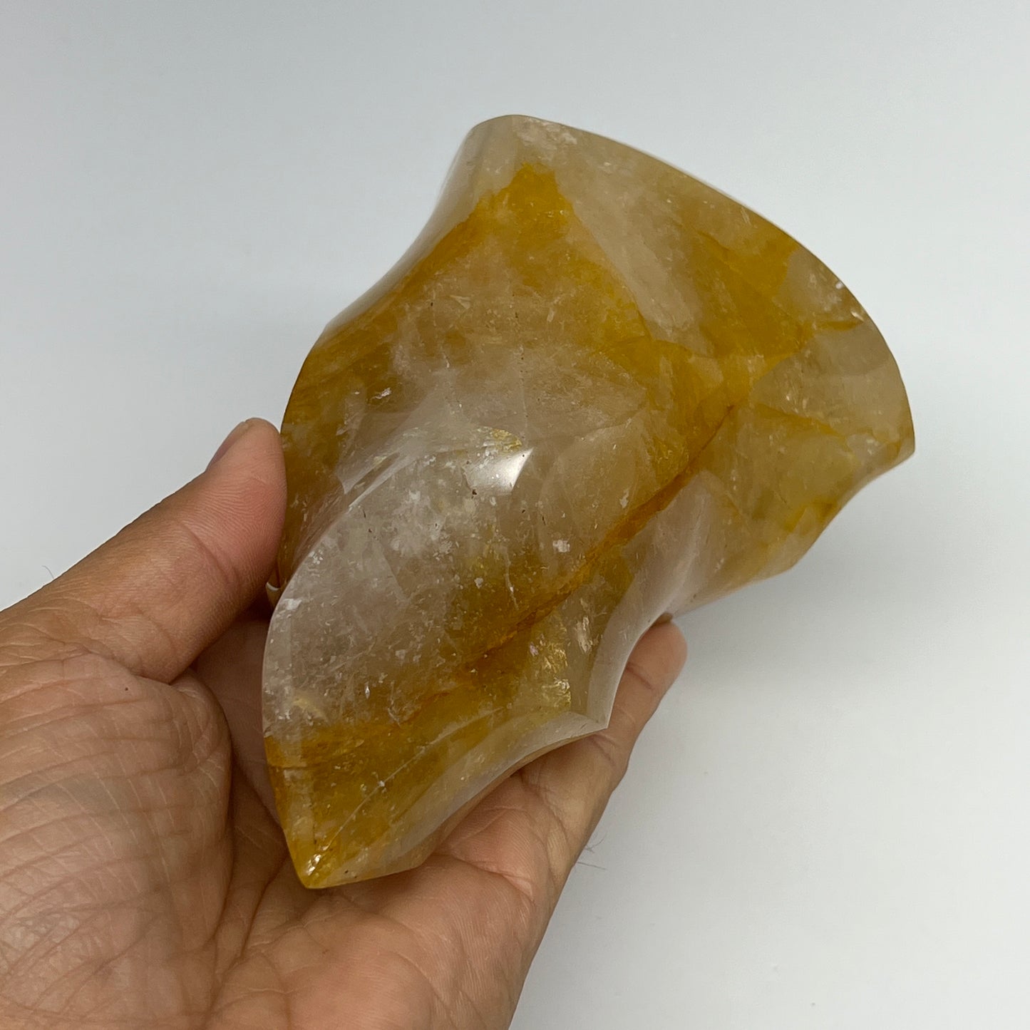 825g,5.6"x3.7"x3" Golden Healer Quartz Flame Crystal @Madagascar, B19546