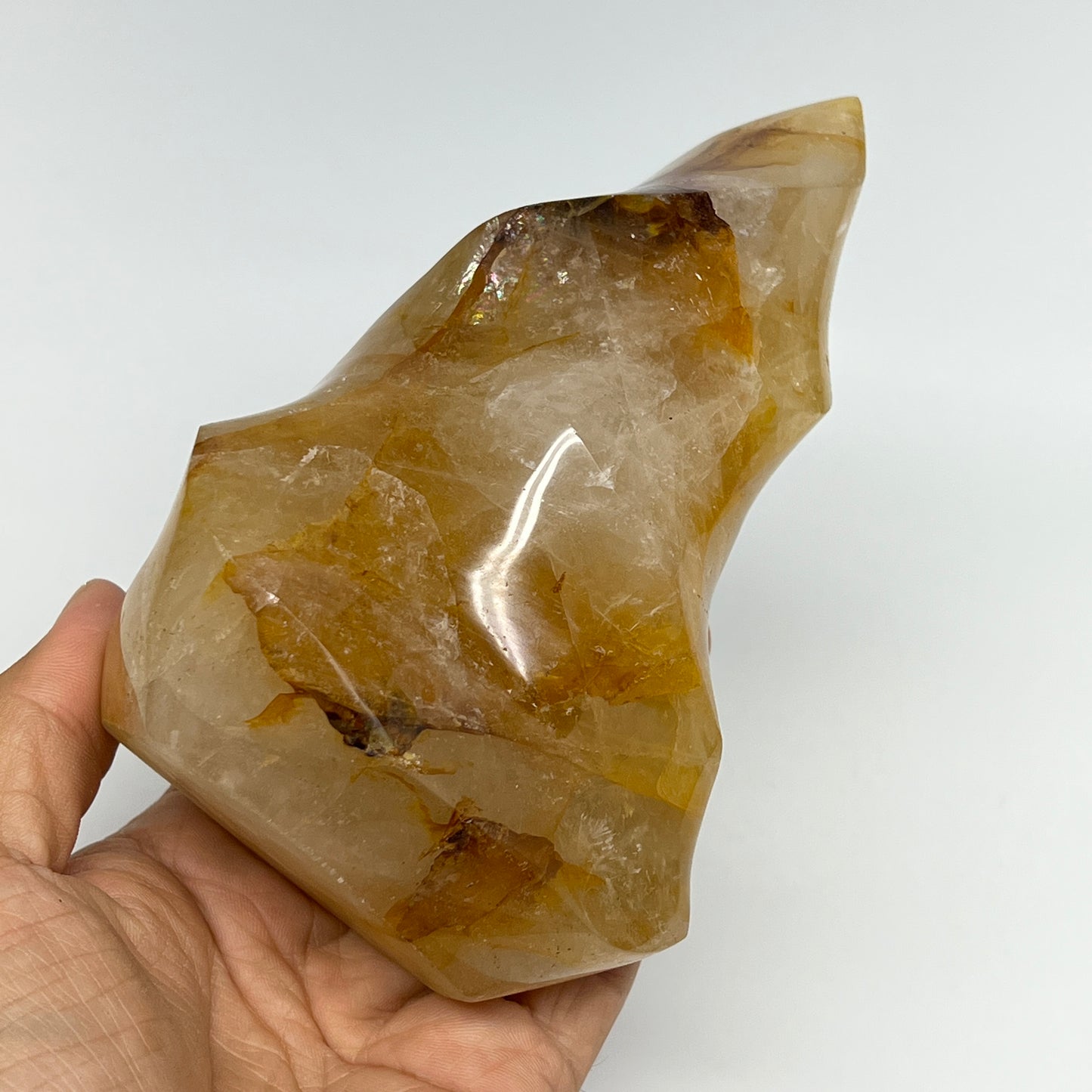 825g,5.6"x3.7"x3" Golden Healer Quartz Flame Crystal @Madagascar, B19546
