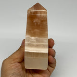 440.2g, 4.5"x1.8"x1.6", Honey Calcite Point Tower Obelisk Crystal @Pakistan, B25
