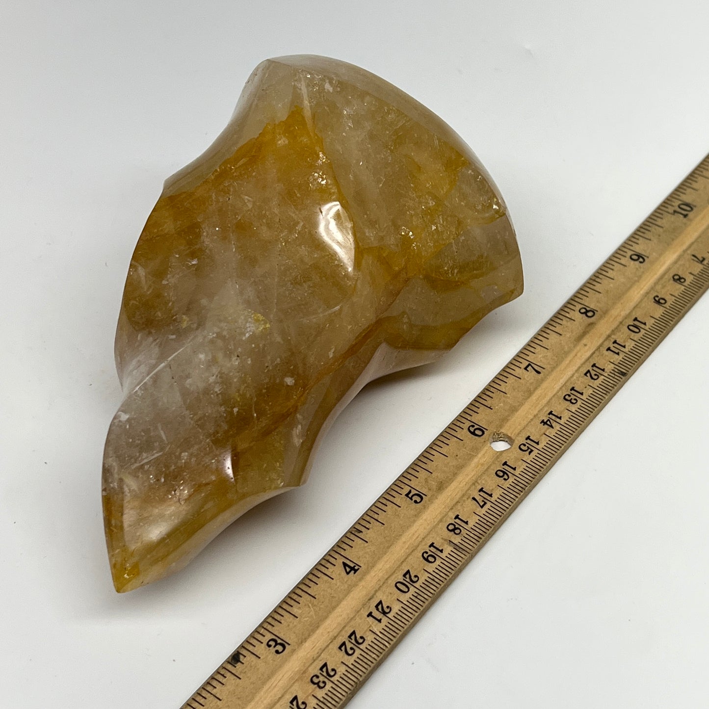 825g,5.6"x3.7"x3" Golden Healer Quartz Flame Crystal @Madagascar, B19546