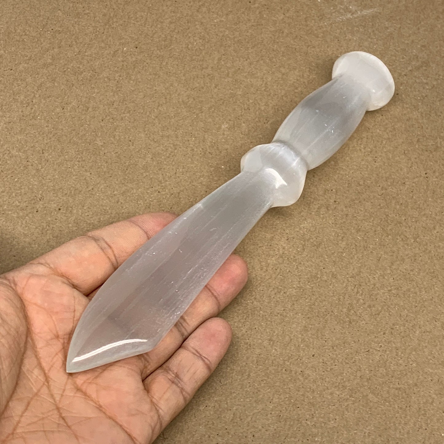 153.8g,8.3"x1.1"x0.8"Natural Selenite Crystal Knife (Satin Spar) @Morocco,B9181