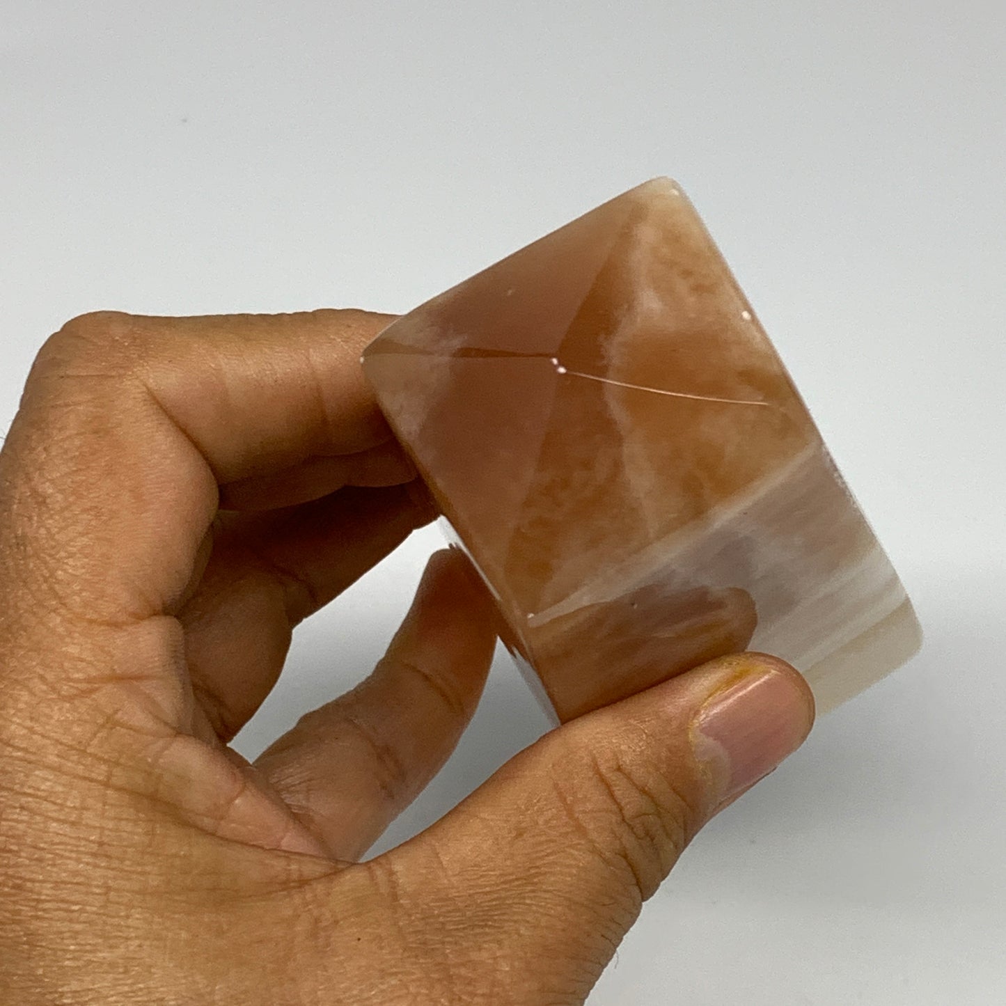 440.2g, 4.5"x1.8"x1.6", Honey Calcite Point Tower Obelisk Crystal @Pakistan, B25